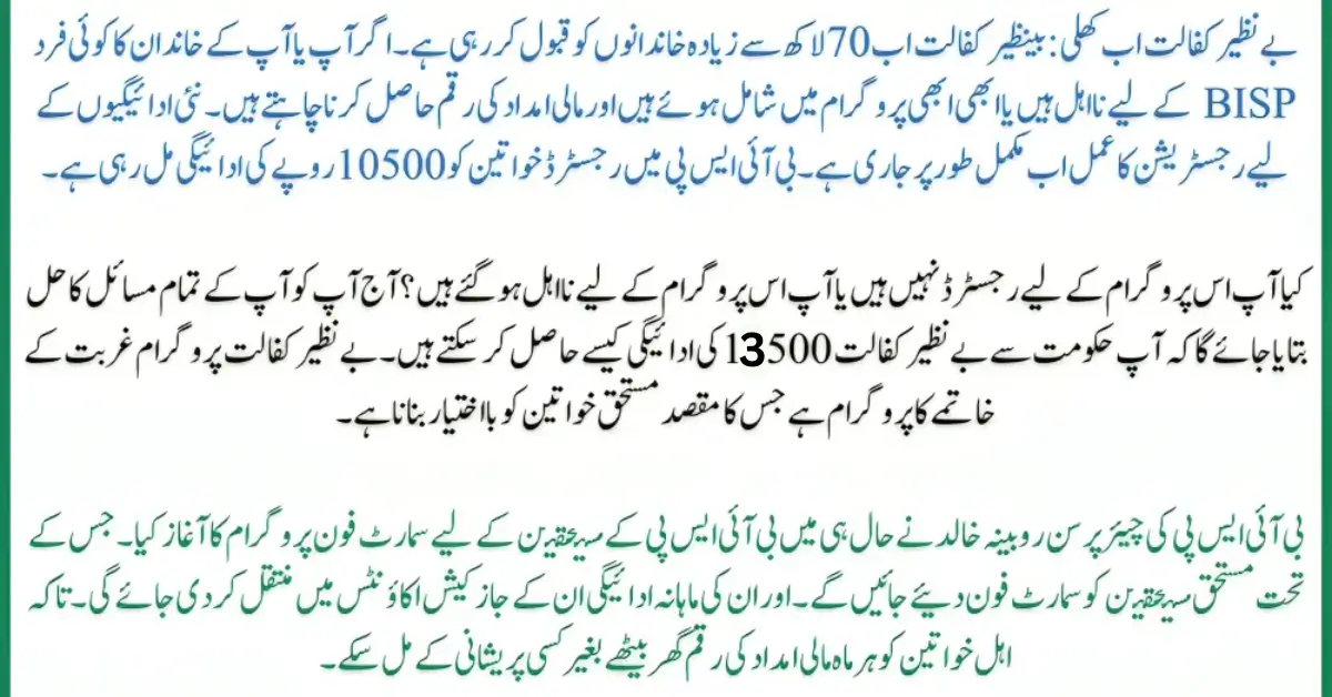 Benazir Kafaalat Open Now! Apply Quickly for 13500 January Installment