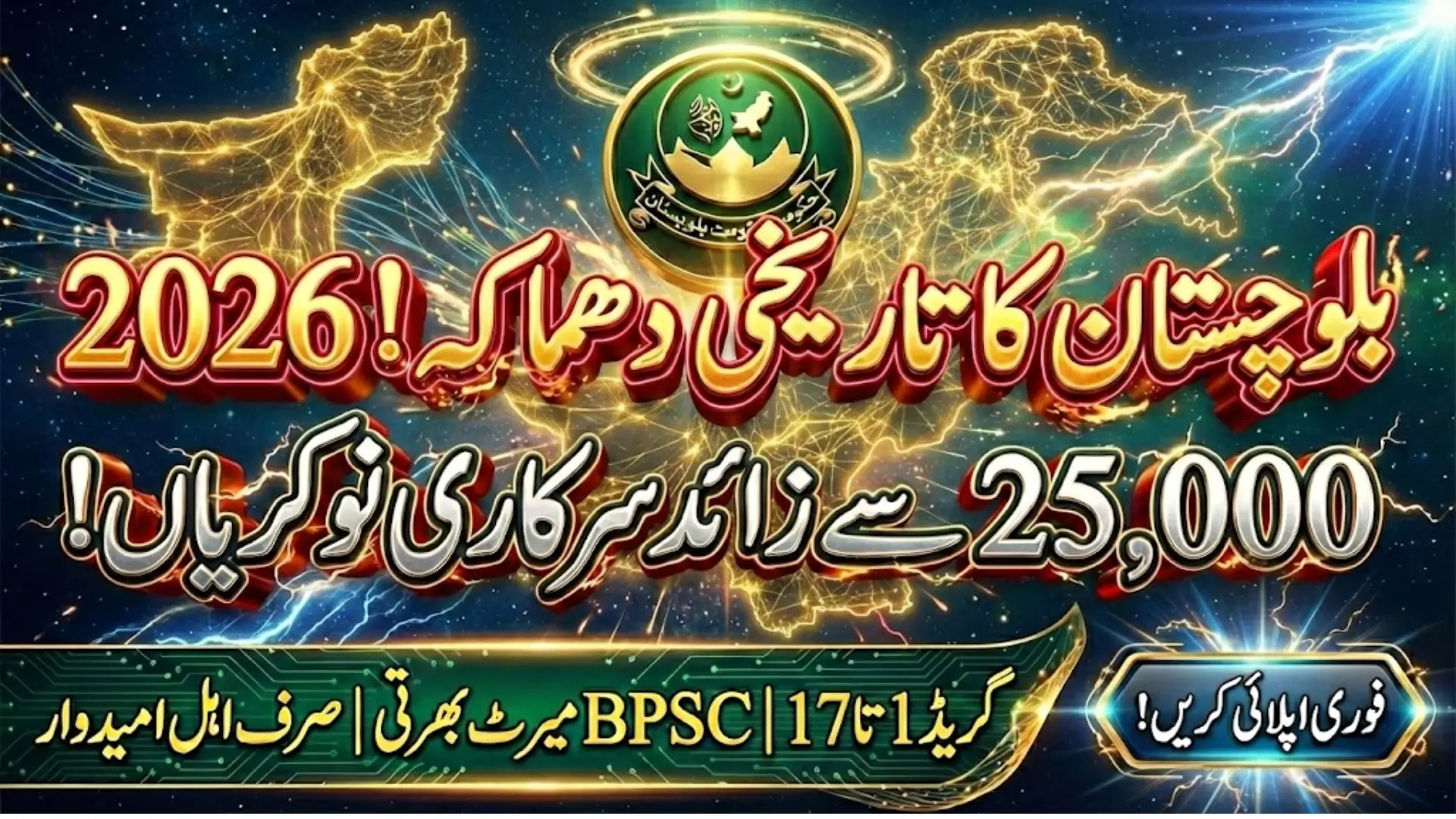 Balochistan Government Jobs 2026 Announced Over 25,000 Vacancies from Grade 1 to 17