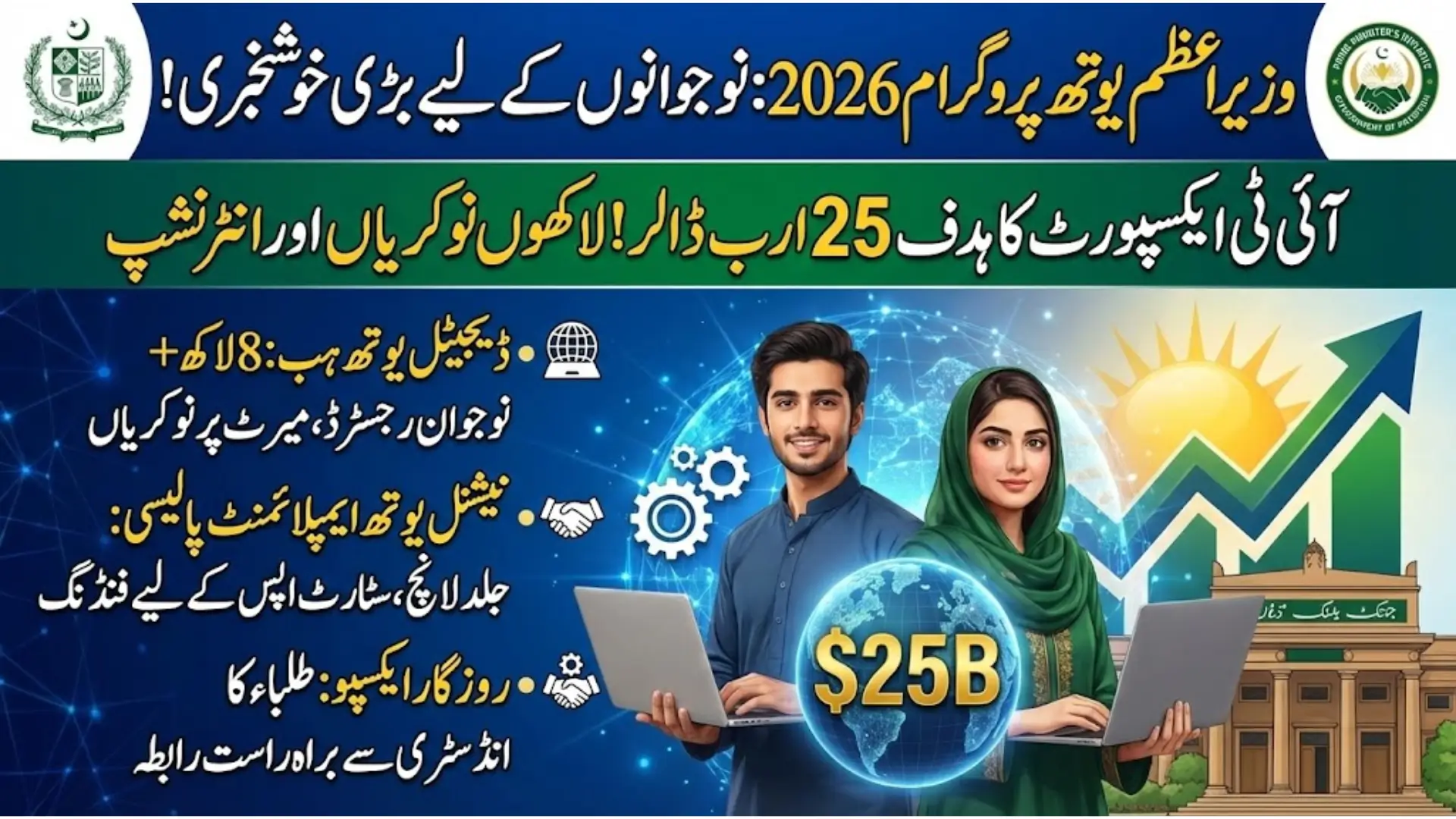 Pakistan aims to increase IT exports from $2.5 billion to $25 billion within four years.